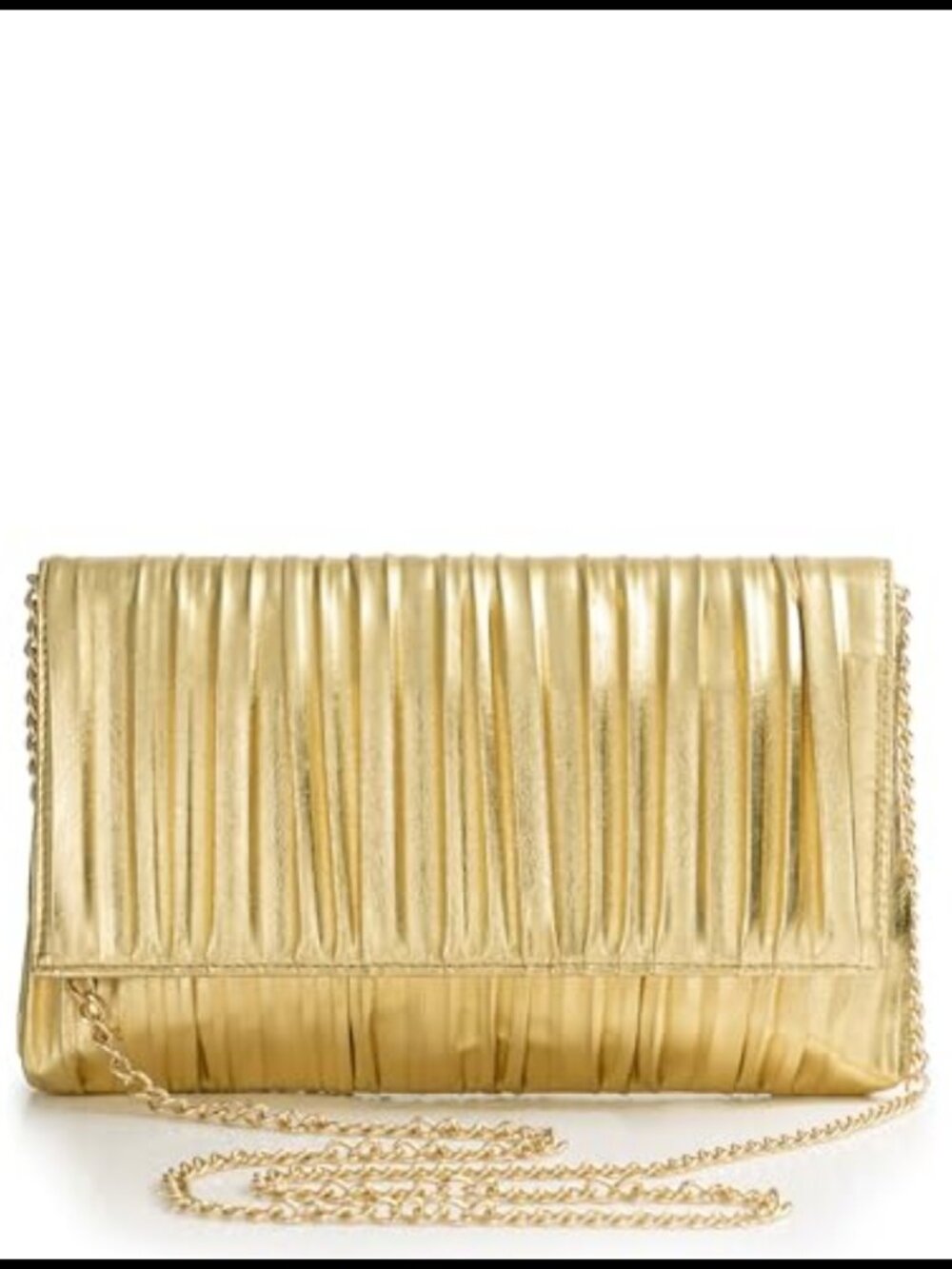 Pleated Flap Envelope Clutch Purse with Chain Strap